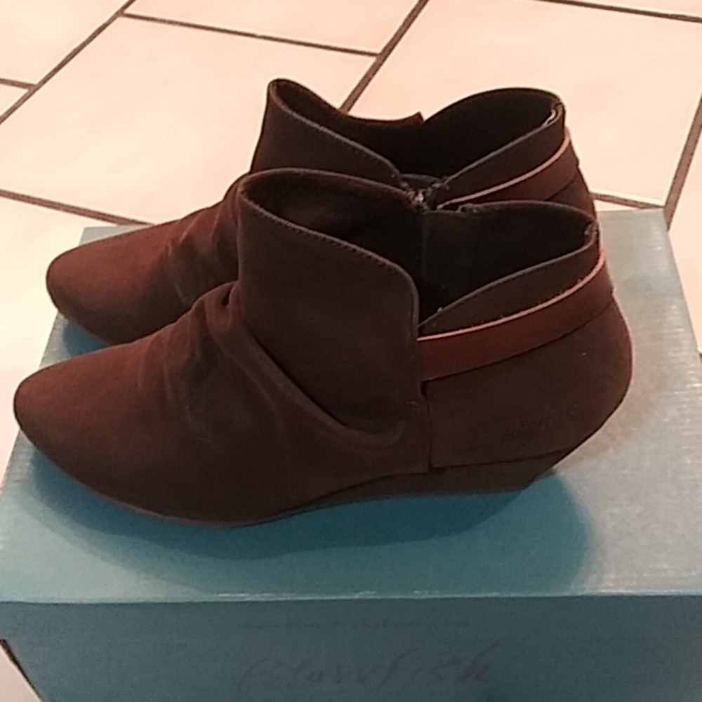 Blowfish brown wedge heel booties